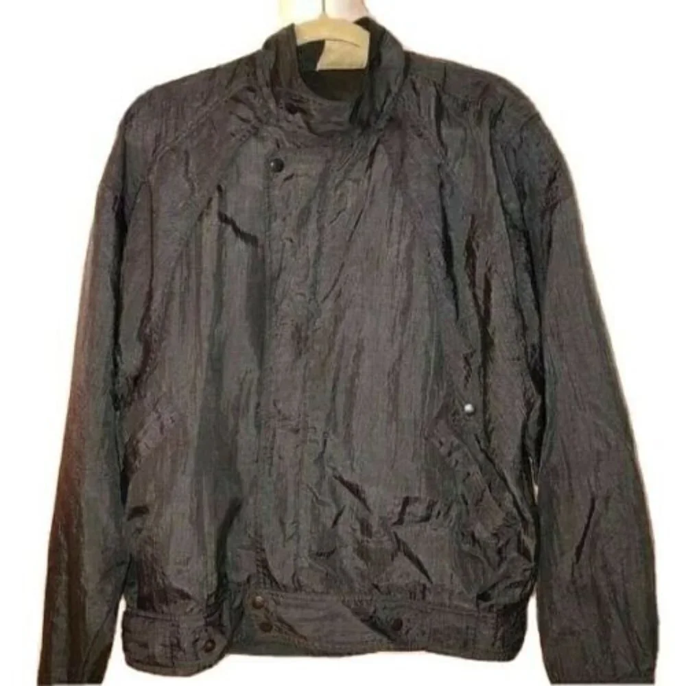 Urban Equipment Windbreaker Jacket Mens Large L Vintage Nylon Black Zipper Snaps